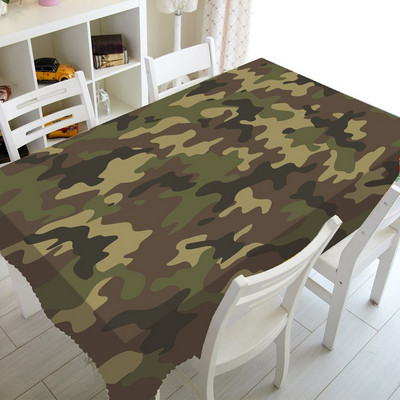 Zelený maskáčový obrus s maskáčovým vzorom, obrus na párty, bytové dekorácie, vojenský maskáčový obrus, kuchyňa 140x200