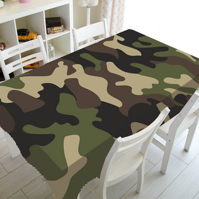 Zelený maskáčový obrus s maskáčovým vzorom, obrus na párty, bytové dekorácie, vojenský maskáčový obrus, kuchyňa 140x200
