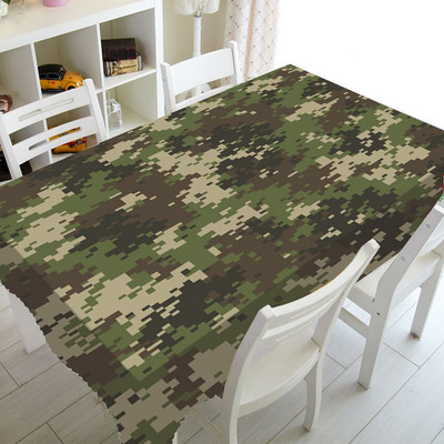 Zelený maskáčový obrus s maskáčovým vzorom, obrus na párty, bytové dekorácie, vojenský maskáčový obrus, kuchyňa 140x200