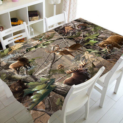 Zelený maskáčový obrus s maskáčovým vzorom, obrus na párty, bytové dekorácie, vojenský maskáčový obrus, kuchyňa 140x200