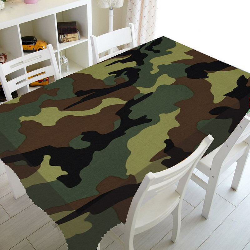 Zelený maskáčový obrus s maskáčovým vzorom, obrus na párty, bytové dekorácie, vojenský maskáčový obrus, kuchyňa 140x200