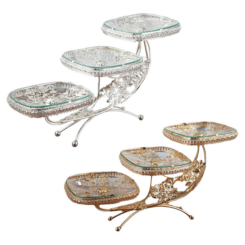 Luxus gyümölcstál kreatív, 3 szintes tároló, dekoratív tálalótáldekor