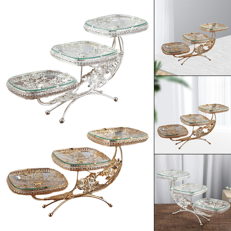 Luxus gyümölcstál kreatív, 3 szintes tároló, dekoratív tálalótáldekor