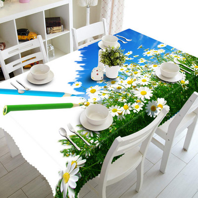 3D terítő sárga napraforgó mintás Vízálló/olajálló Vastag poliészter téglalap alakú esküvői terítő textil