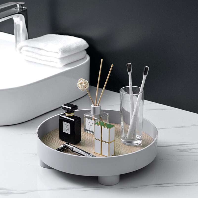 Északi kerek tárolótálca Modern dekoratív tálcák Aromaterápiás kozmetikai tárolótálca Tea Étel Edények Italtál Lakásdekoráció