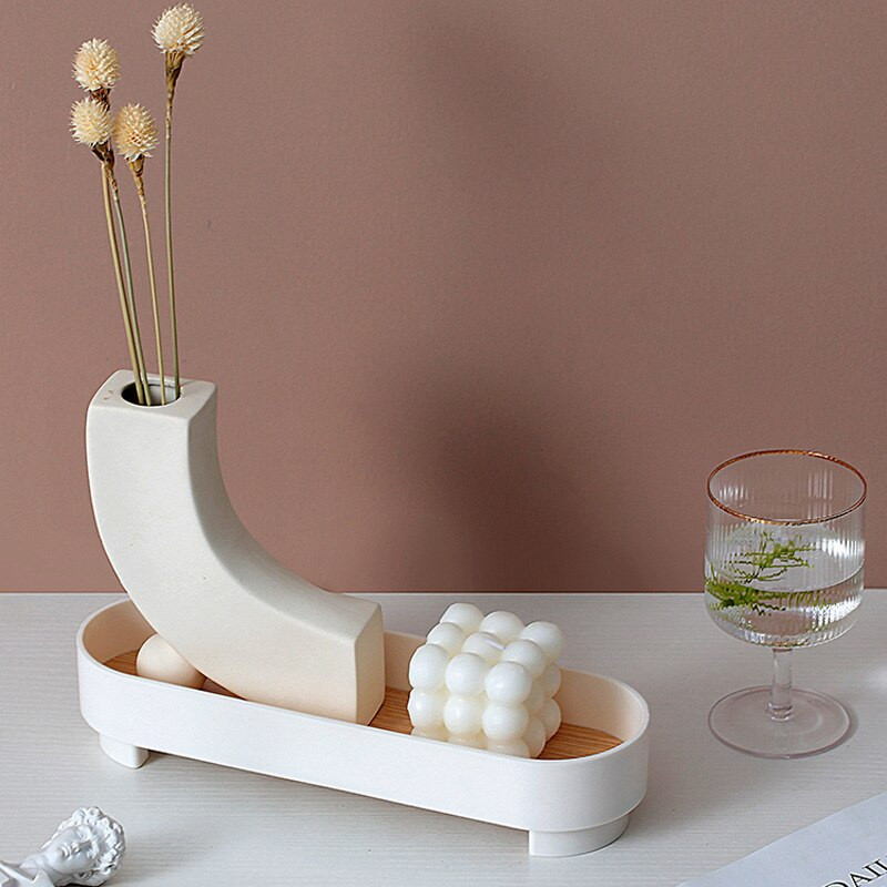 Északi kerek tárolótálca Modern dekoratív tálcák Aromaterápiás kozmetikai tárolótálca Tea Étel Edények Italtál Lakásdekoráció