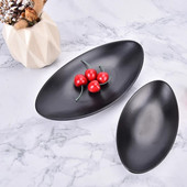 Japoniškas ovalus juodas papuošalų padėklas Keramika Žiedas Raktų indų komodos dekoras Tortas Užkandis Vaisiai Suši lėkštės Organizatorius Virtuvės stalo reikmenys