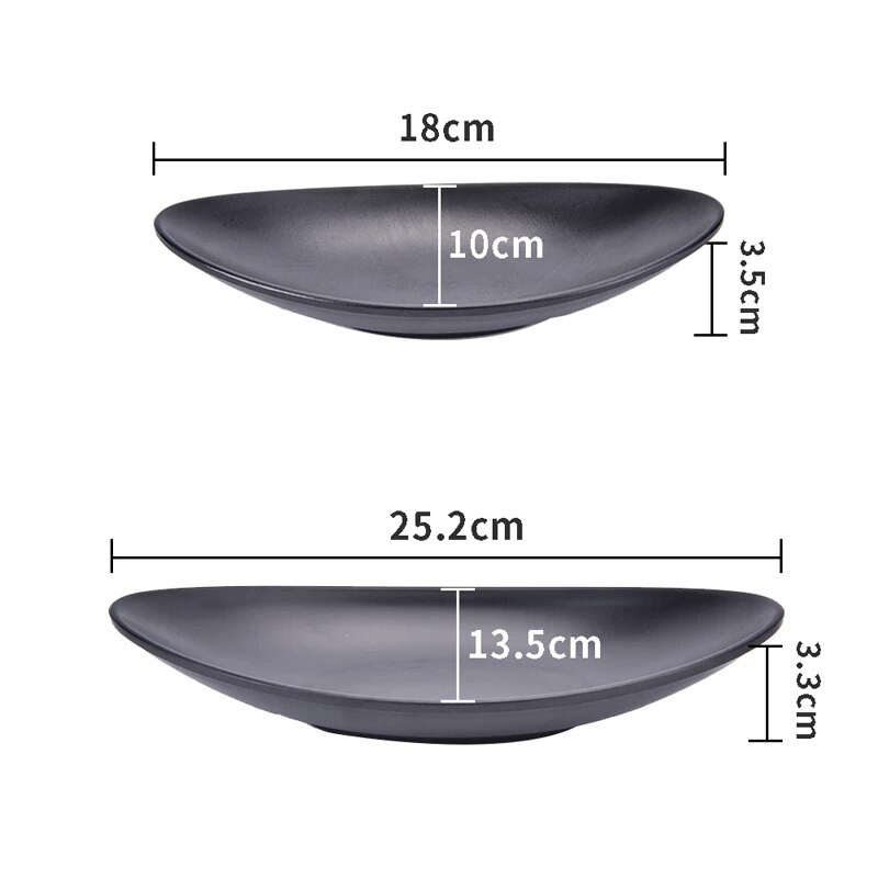 Japoniškas ovalus juodas papuošalų padėklas Keramika Žiedas Raktų indų komodos dekoras Tortas Užkandis Vaisiai Suši lėkštės Organizatorius Virtuvės stalo reikmenys