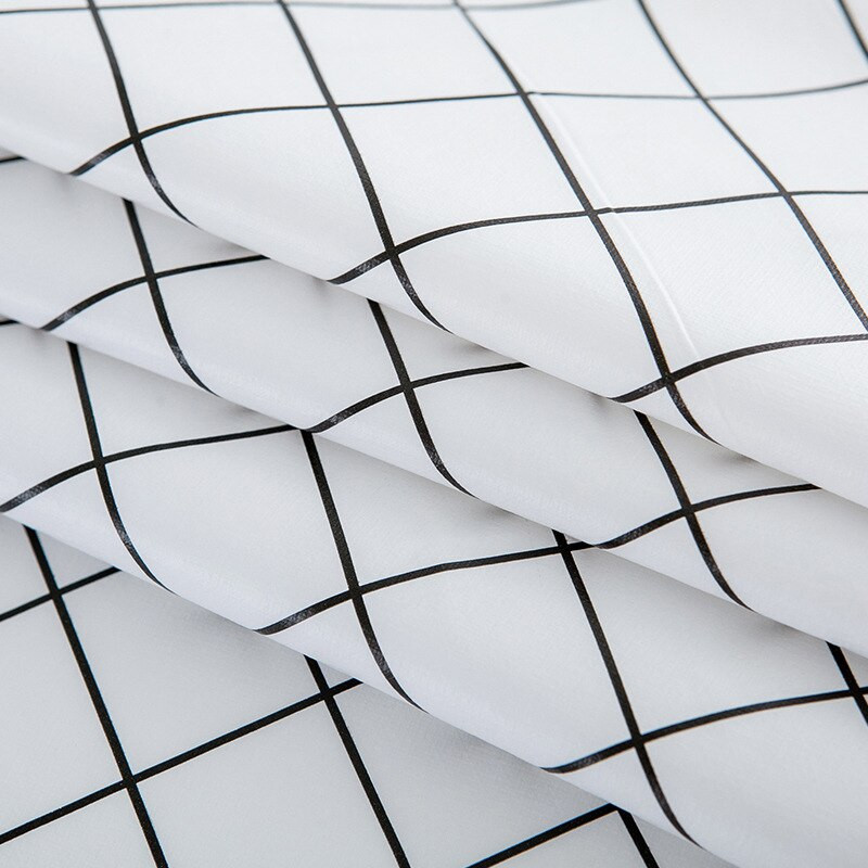 PVC asztalterítő vízálló és olajálló terítő Egyszerű négyzet alakú kockás terítő fehér nyomtatott fekete szürke terítő teaasztalhoz