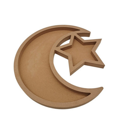 Rustic din lemn Semiluna Srar Eid Ramadan pentru petrecere vesela de masă Desert patiserie Suport de afișare Ornament decor