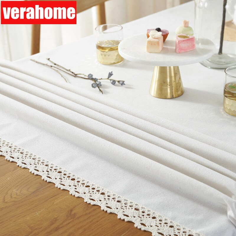 Bumbac alb solid din dantelă bej Față de masă decorativă Față de masă de bucătărie Husă de masă dreptunghiulară Decor pentru petrecere