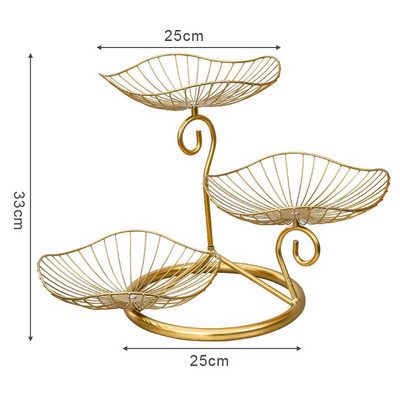 3 pakopų vaisių krepšelis metaliniai vaisių padėklai užkandžių desertų stovui.