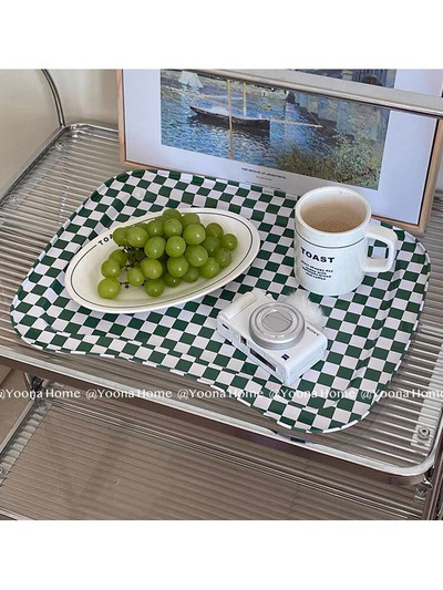 Korea Ins Style Tray, Checker Tray, Square Tray, Food Picnic Tray, Parfüm Cup Dekoráció.