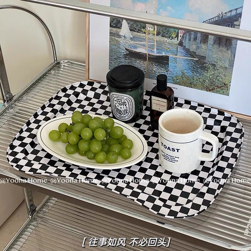 Korea Ins Style Tray, Checker Tray, Square Tray, Food Picnic Tray, Parfüm Cup Dekoráció.