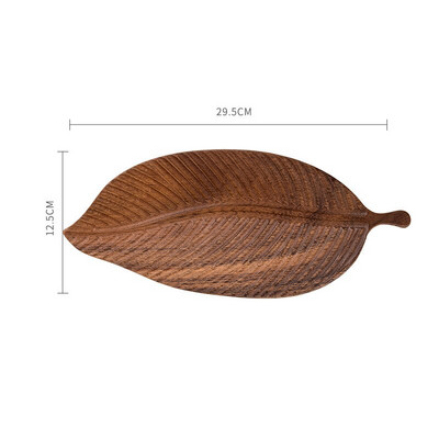 Juodojo riešutmedžio medienos laikymo padėklas Rankų darbo lapai Dekoratyviniai miegamojo papuošalų organizatoriai Šiuolaikinė gyvenamojo kambario džiovintų vaisių talpykla