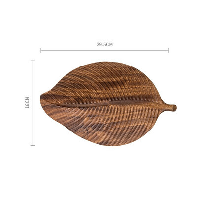 Juodojo riešutmedžio medienos laikymo padėklas Rankų darbo lapai Dekoratyviniai miegamojo papuošalų organizatoriai Šiuolaikinė gyvenamojo kambario džiovintų vaisių talpykla