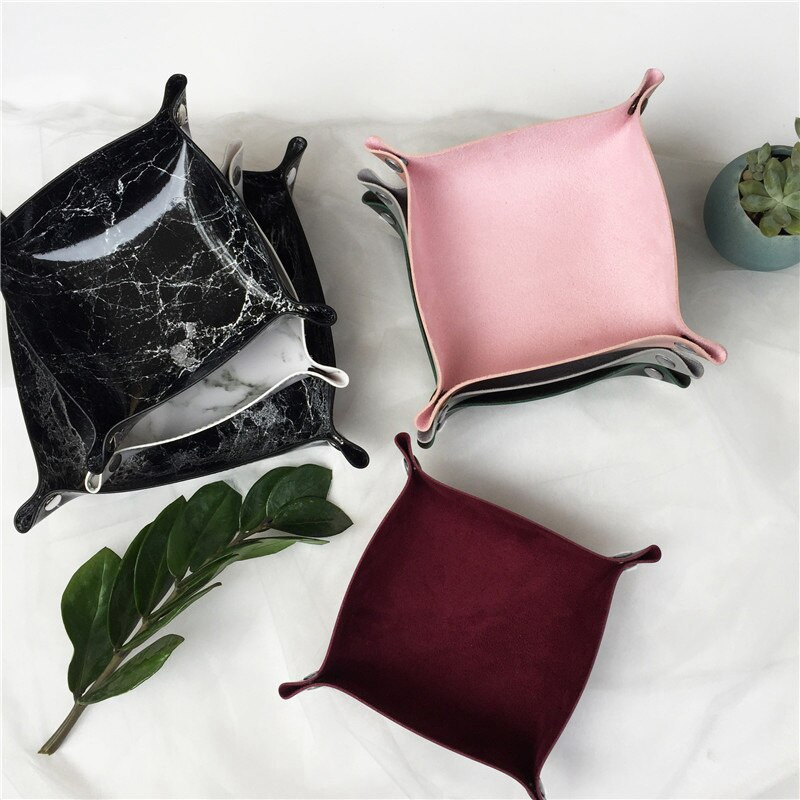 Сгъваеми тави за съхранение Квадратна тава за зарове за портфейл за ключове Органайзер за монети Домашен офис Настолен компютър Кутия за съхранение на дреболии Кошчета Аксесоари