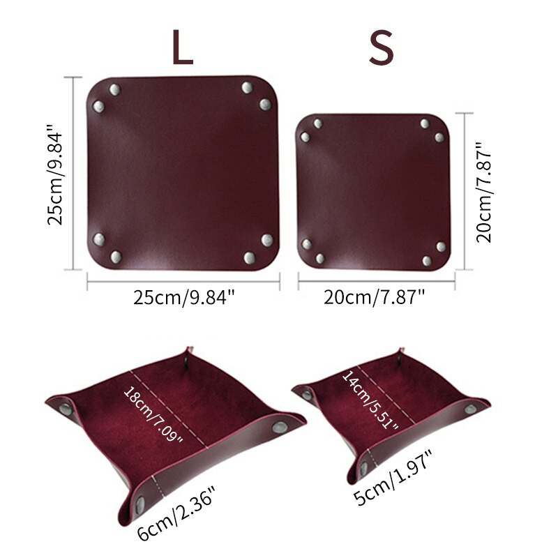 Сгъваеми тави за съхранение Квадратна тава за зарове за портфейл за ключове Органайзер за монети Домашен офис Настолен компютър Кутия за съхранение на дреболии Кошчета Аксесоари