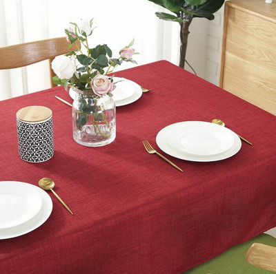 Daugiaspalvė vientisa dekoratyvinė lininė staltiesė, vandeniui atspari aliejui, stora stačiakampė vestuvinio valgomojo stalo danga arbatos staltiesė