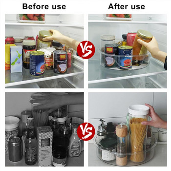 360 Rotation Organizer ντουλάπι 9 ιντσών Spice Drink Καλλυντικά Αποθήκευση Ράφι PET Διαφανές πικάπ για οικιακή κουζίνα μπάνιο