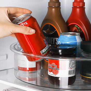 360 ротационен органайзер за шкафове 9-инчов стелаж за съхранение на козметика за напитки с подправки PET прозрачен грамофон за домашна кухня, баня