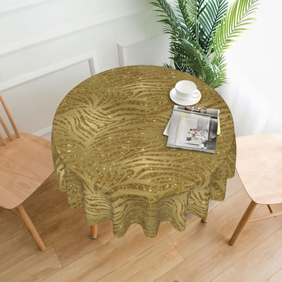 Sparkle Tiger Print Laudlina Kuldne Glitter Stripes Aed Polüester lauakate Elegantne hulgimüügikaitse Prinditud laudlina