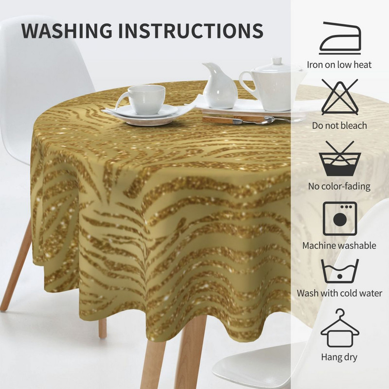 Sparkle Tiger Print staltiesė Auksinė blizganti juostelė sodo poliesterio staltiesė Elegantiška didmeninė apsauga spausdinta staltiesė
