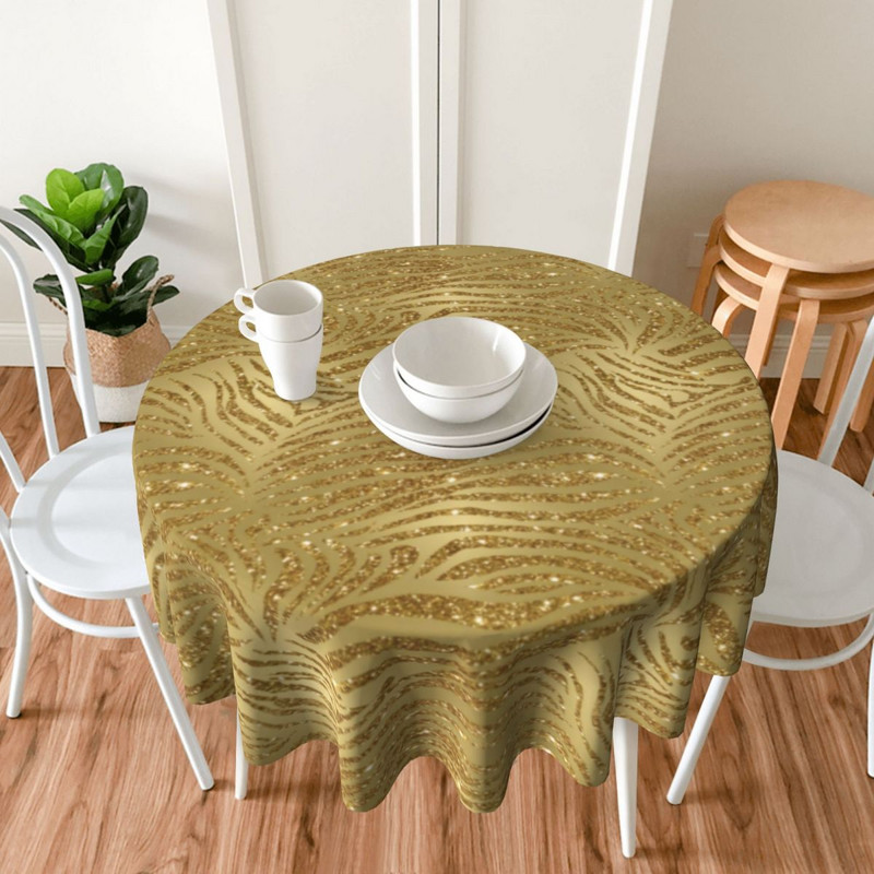 Sparkle Tiger Print staltiesė Auksinė blizganti juostelė sodo poliesterio staltiesė Elegantiška didmeninė apsauga spausdinta staltiesė