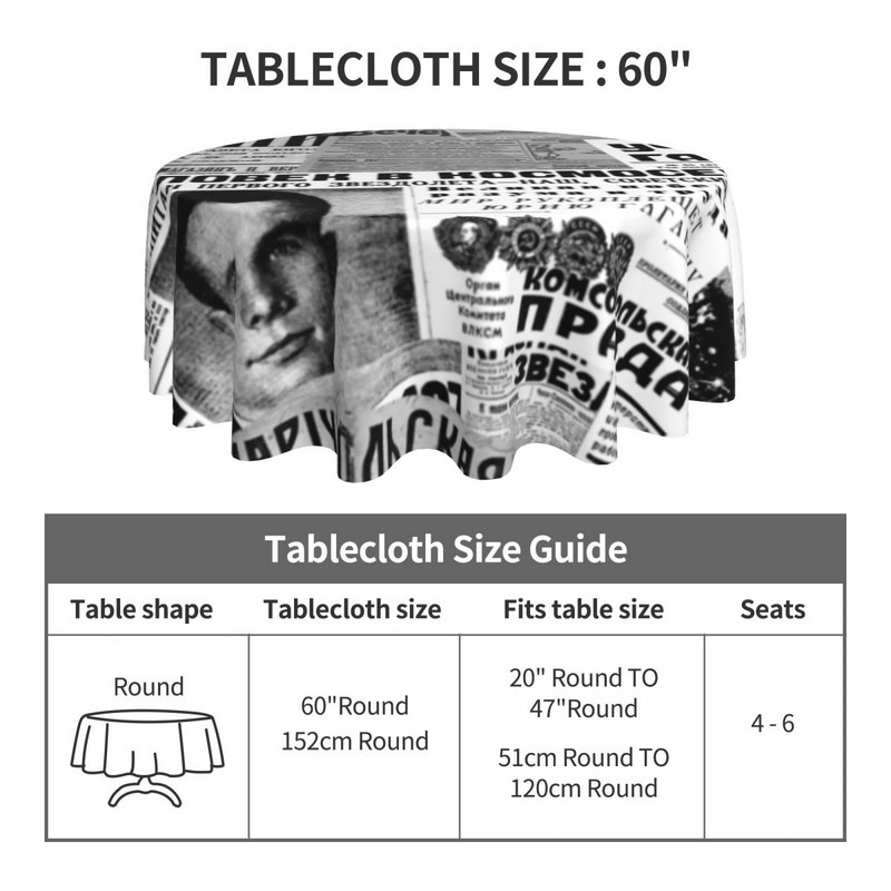 Rusiški laikraščiai Staltiesė Laikraštis Koliažas Sodas Poliesterio stalo užvalkalas Plaunamas Pigus Dekoracija Spausdinta staltiesė