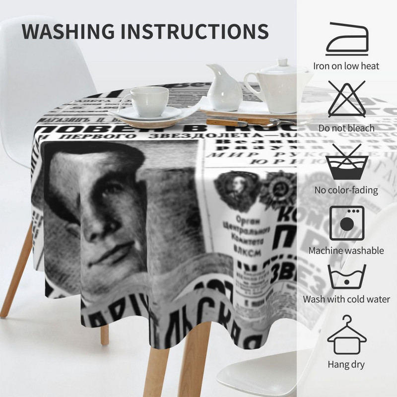 Rusiški laikraščiai Staltiesė Laikraštis Koliažas Sodas Poliesterio stalo užvalkalas Plaunamas Pigus Dekoracija Spausdinta staltiesė