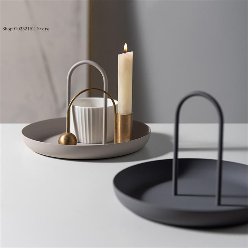 Ukrasna ladica za pohranu sitnica za dnevni boravak Kozmetika Nakit ladica Okrugla četvrtasta metalna radna površina Dekor za dom
