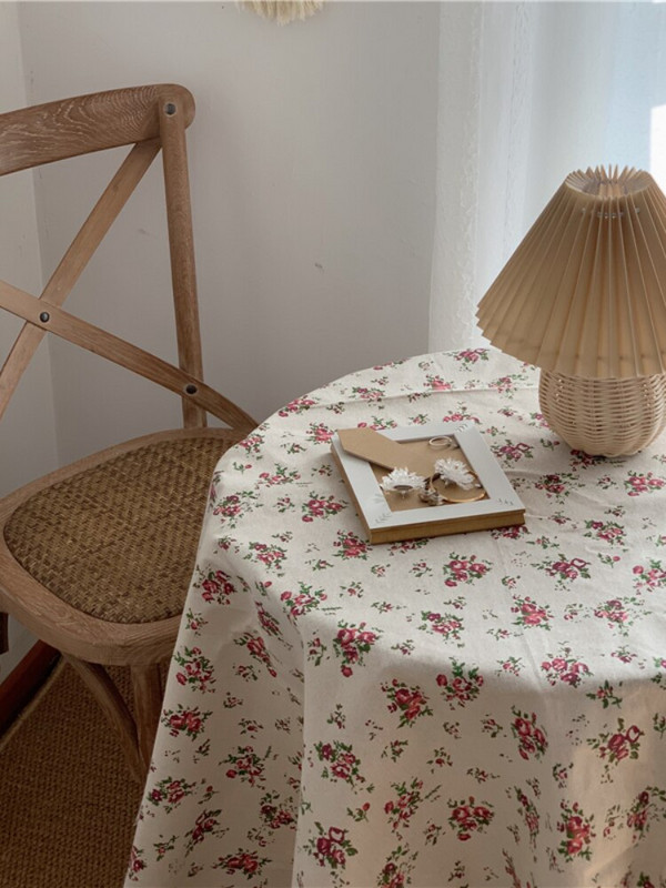 Koreai belső virág Vintage terítő dohányzóasztal takaró vászon pamut vászon kerek lelkipásztori öltöző piknik szőnyeg