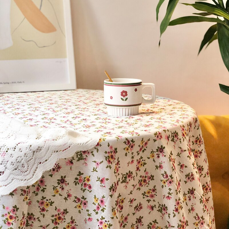Koreai belső virág Vintage terítő dohányzóasztal takaró vászon pamut vászon kerek lelkipásztori öltöző piknik szőnyeg