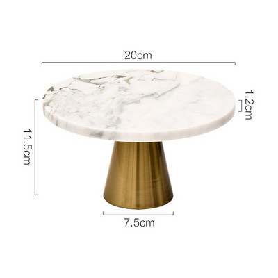 Скандинавски естествен мрамор с високи крака поднос Леки луксозни подноси за съхранение на бижута Декоративна поставка за торта Десертна чиния Декорация на дома