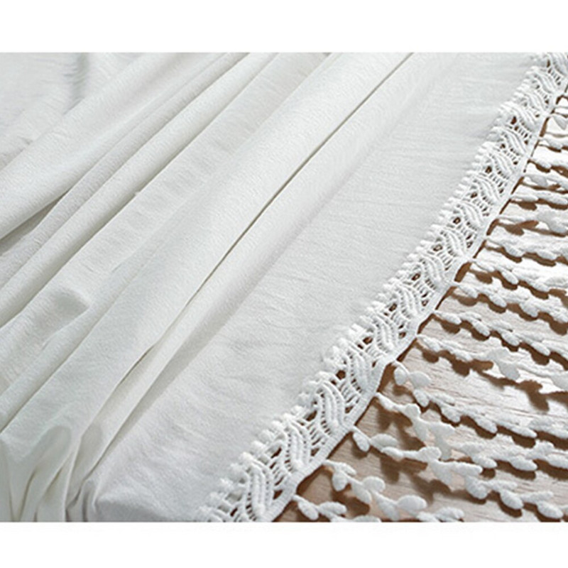 Obrus, francúzsky biely strapcový obrus na stôl, obdĺžnikový, elegantný obrus na jedálenský stôl, bytový textil