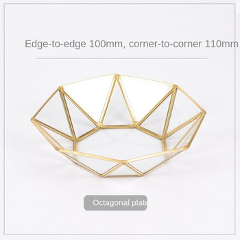Винтидж европейска стъклена метална тава за съхранение Златна овална точкова чиния за кафе с плодове Настолен плот с малки предмети Тава за показване на бижута