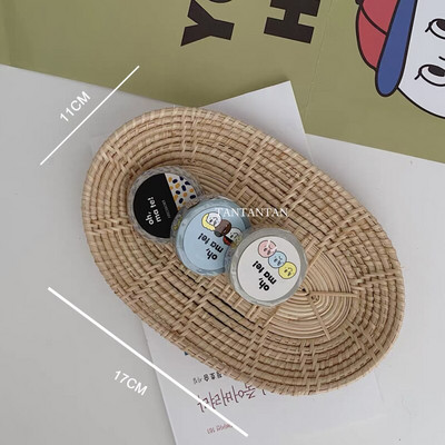 Lelkipásztori stílusú koreai rattan gyümölcskenyér tálca tárolótálca, kézzel szőtt fényképes kellékek otthoni dekoráció asztali díszek