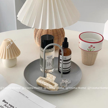 Кръгла палетна тава, скандинавска минималистична настолна тава за съхранение, тава за съхранение на различни парфюми