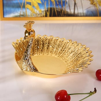 PEANDIM Gold Elegant Plate Luxury Bird Dished Dish Fruit Snack Tray Wedding Party Bowl με παξιμάδια για διακόσμηση τραπεζιού