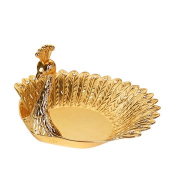 PEANDIM Златна елегантна чиния Луксозна птица в стил сушено ястие Плодова чиния Поднос за закуски Сватбено парти Домашна купа за ядки за декорация на маса