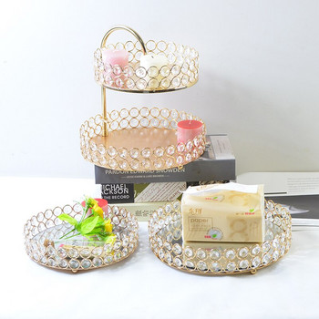 Κρυστάλλινος στρογγυλός δίσκος PEANDIM Πιάτο δύο στρώσεων για διακόσμηση γαμήλιου πάρτι Αποθήκευση κοσμημάτων Καλλυντικά Επιτραπέζιο πιάτο γλυκού Cupcake