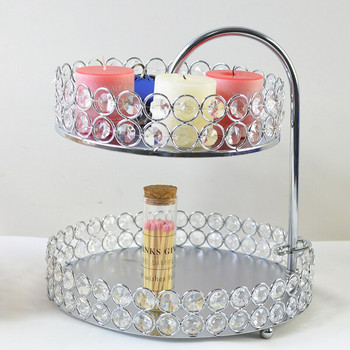 Κρυστάλλινος στρογγυλός δίσκος PEANDIM Πιάτο δύο στρώσεων για διακόσμηση γαμήλιου πάρτι Αποθήκευση κοσμημάτων Καλλυντικά Επιτραπέζιο πιάτο γλυκού Cupcake