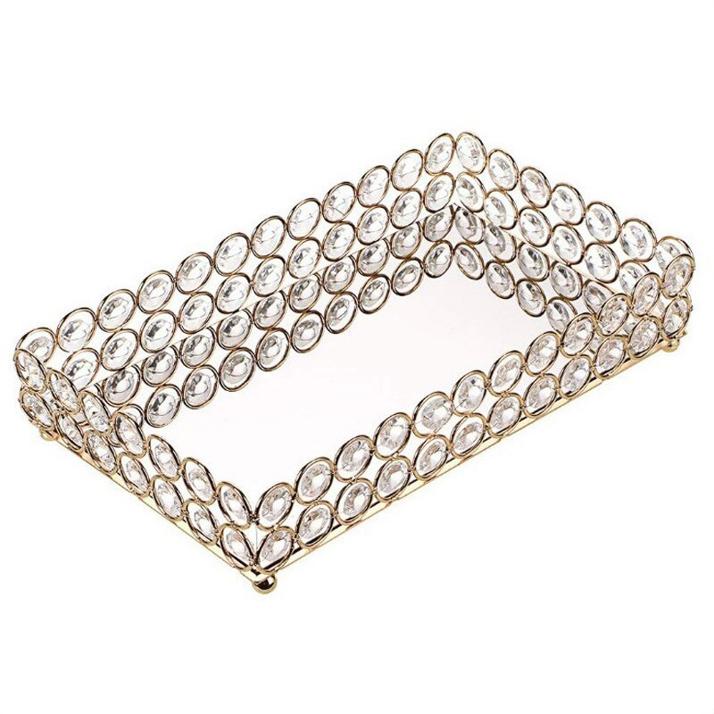 Placă de încărcare de lux din aur/argint Tăvi pentru nuntă Farfurii rotunde cu nuci/dulci/tort pentru acasă Decor de petrecere de Crăciun