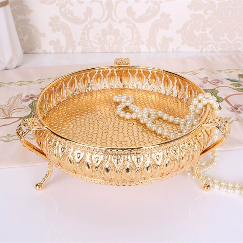 PEANDIM Prabangus Europos padėklas Auksinė tuščiavidurė lėkštė Vestuvių centriniai elementai Riešutai / Vaisiai / Tortų stovo laikiklis Vakarėlis Namų stalo dekoravimas