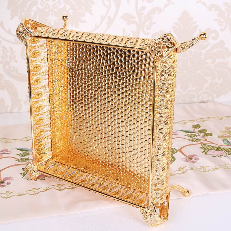 PEANDIM Prabangus Europos padėklas Auksinė tuščiavidurė lėkštė Vestuvių centriniai elementai Riešutai / Vaisiai / Tortų stovo laikiklis Vakarėlis Namų stalo dekoravimas