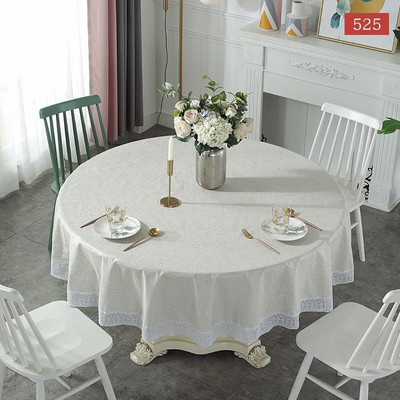 Bijeli okrugli stolnjak Plastični PVC Vodootporni stolnjak od uljane tkanine Stolić za kavu za dnevni boravak Stolnjak Prekrivač Mat Home Decor Mantel