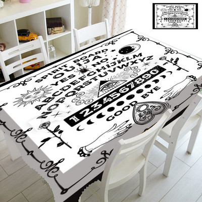 Klasický čierny magický obrus Ouija, obrus s duchovnou doskou, obdĺžnikový štvorcový obrus na stôl s čarodejníctvom