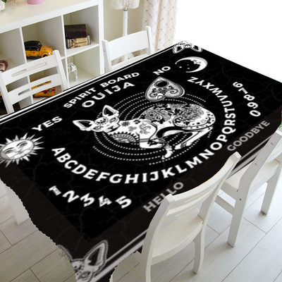 Klasický čierny magický obrus Ouija, obrus s duchovnou doskou, obdĺžnikový štvorcový obrus na stôl s čarodejníctvom