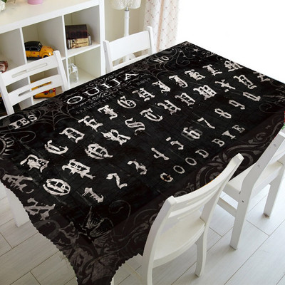 Klasický čierny magický obrus Ouija, obrus s duchovnou doskou, obdĺžnikový štvorcový obrus na stôl s čarodejníctvom