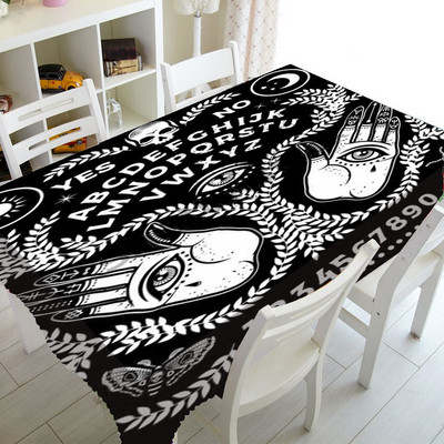 Klasický čierny magický obrus Ouija, obrus s duchovnou doskou, obdĺžnikový štvorcový obrus na stôl s čarodejníctvom